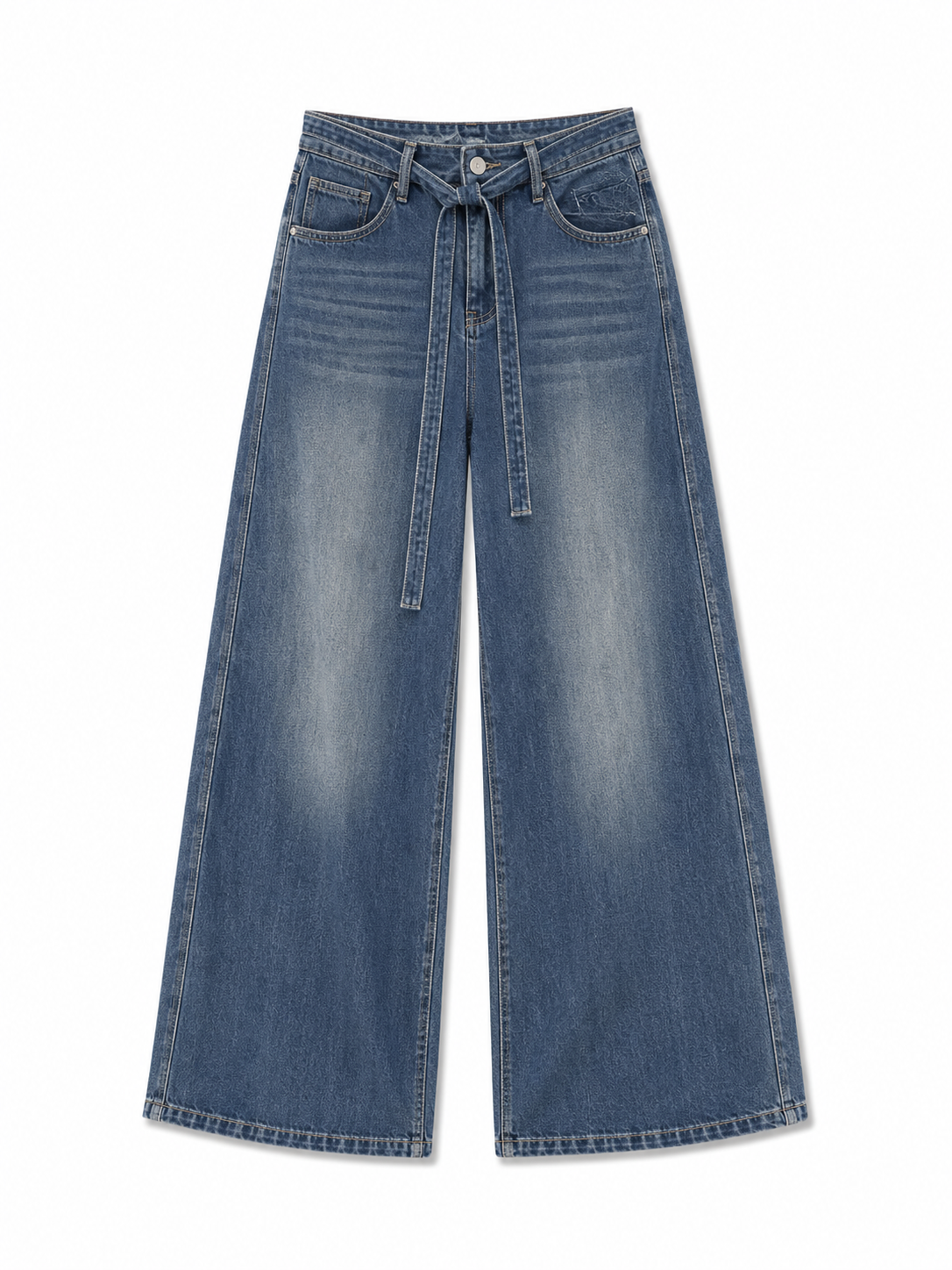 Tie Waist Loose Fit Jeans