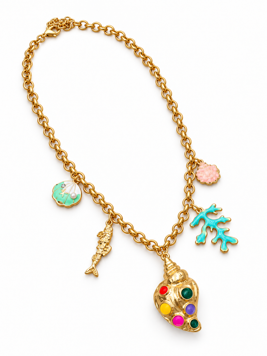 Colorful Seashell Charm Necklace