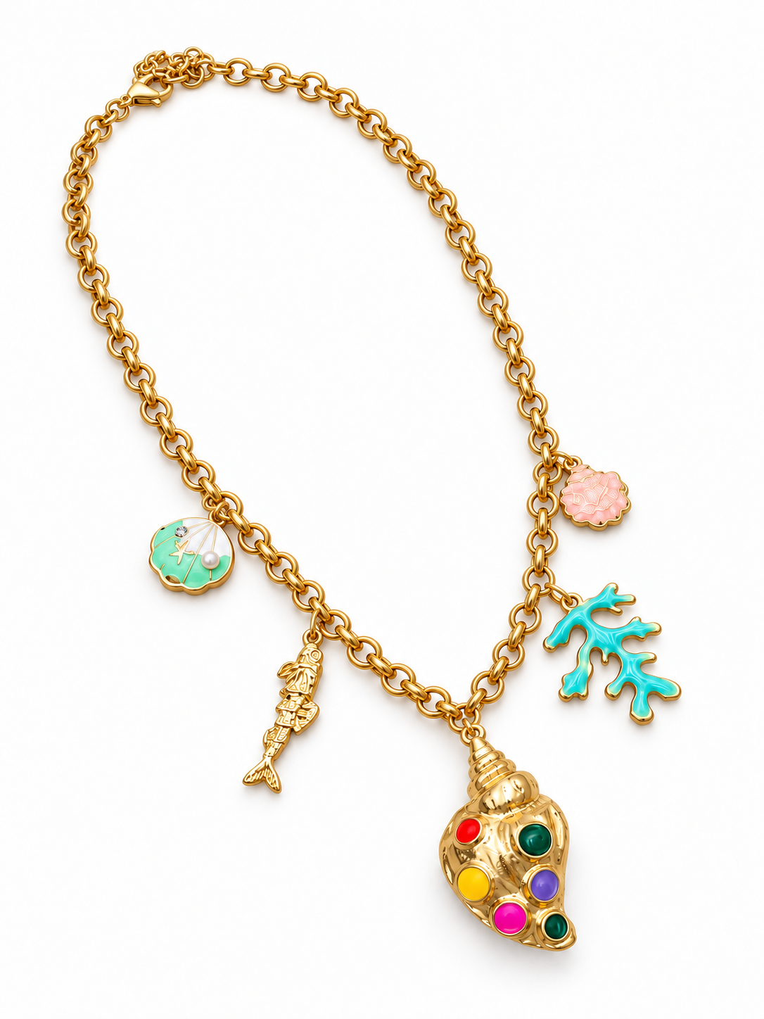 Colorful Seashell Charm Necklace