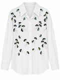 Oversized Shirt with Floral Sequin