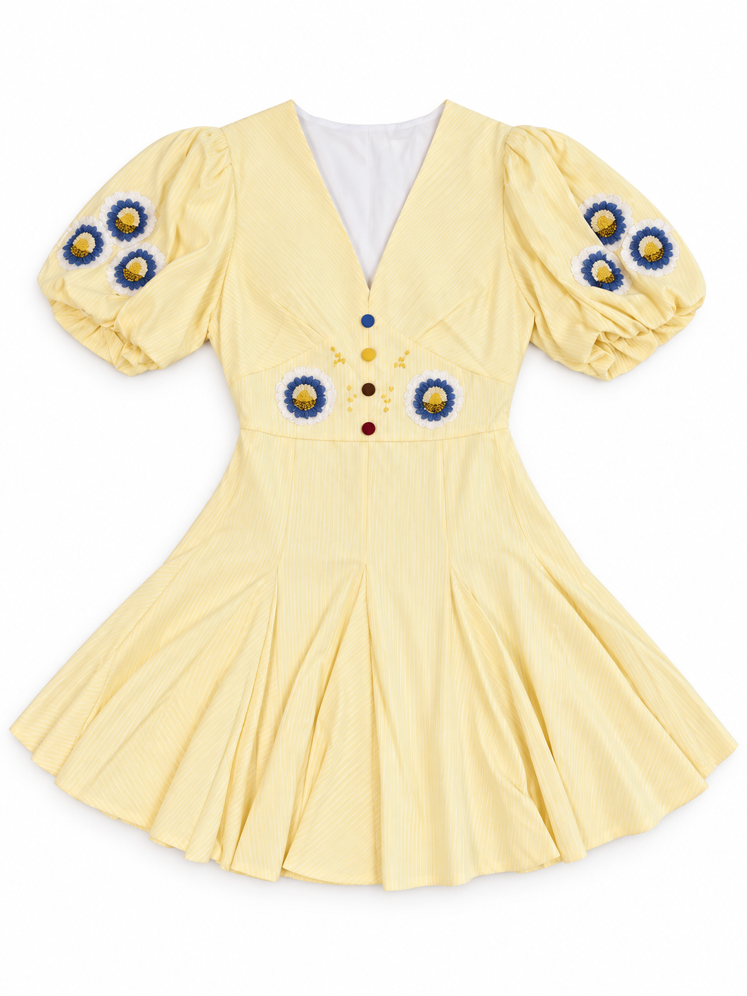 Floral Embroidered Puff Sleeve Dress