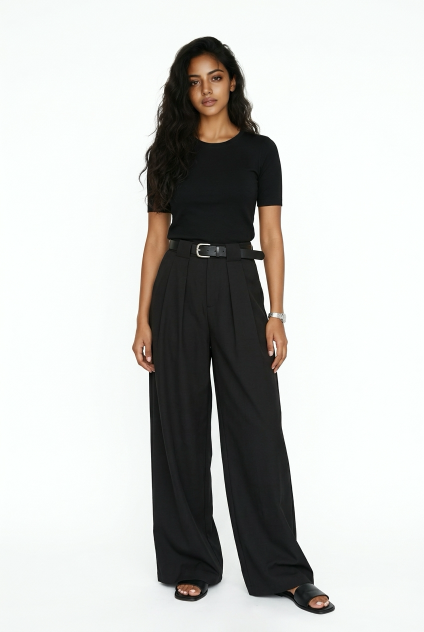 Double Pleated Straight Fit Trouser