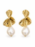 Gold Shell Pearl Earrings