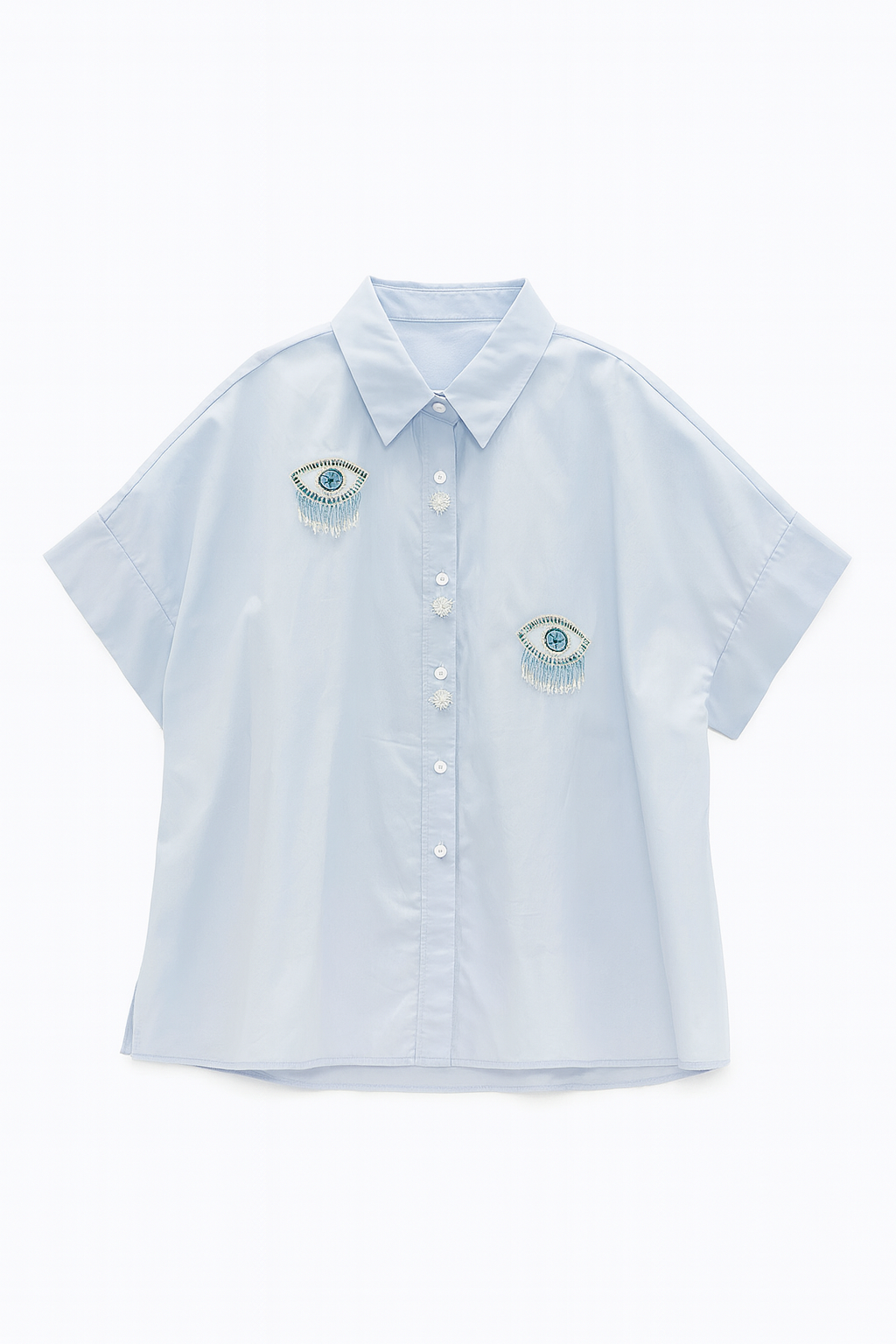 Oversized Shirt with Rhinestones Eyes