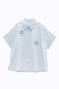 Oversized Shirt with Rhinestones Eyes
