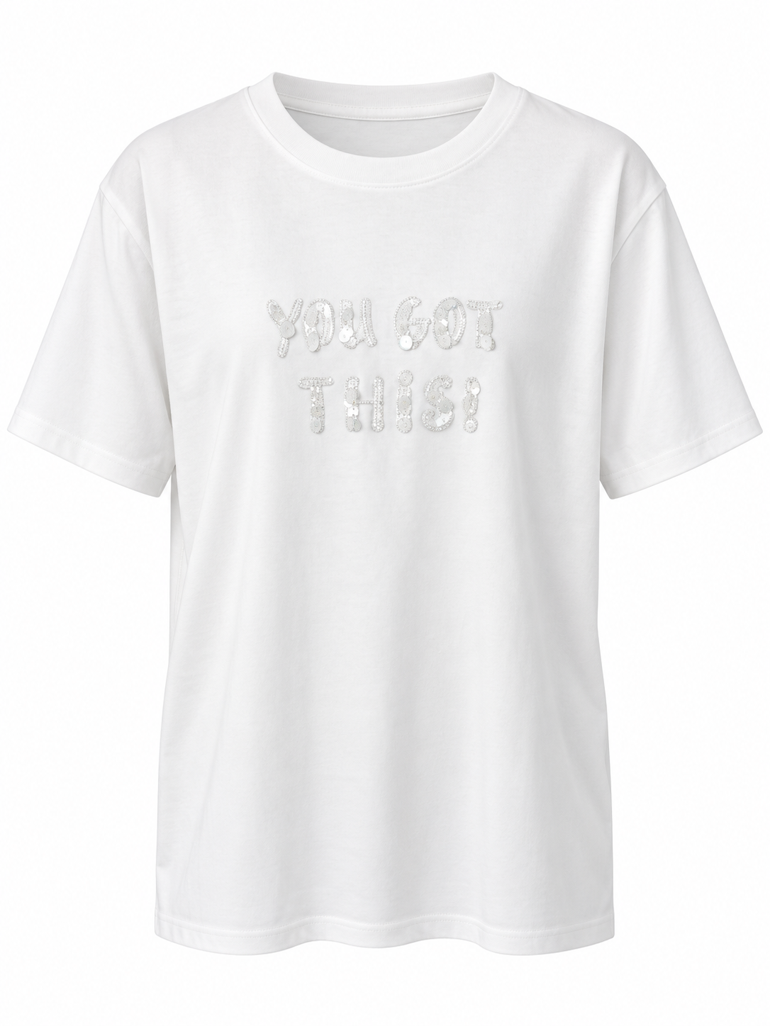 Beaded Slogan T-Shirt