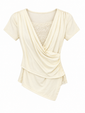 Lace Detail Draped Wrap Top