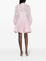 Load image into Gallery viewer, Organza Mini Dress With Floral Appliques
