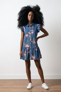 Floral Mini Denim Dress