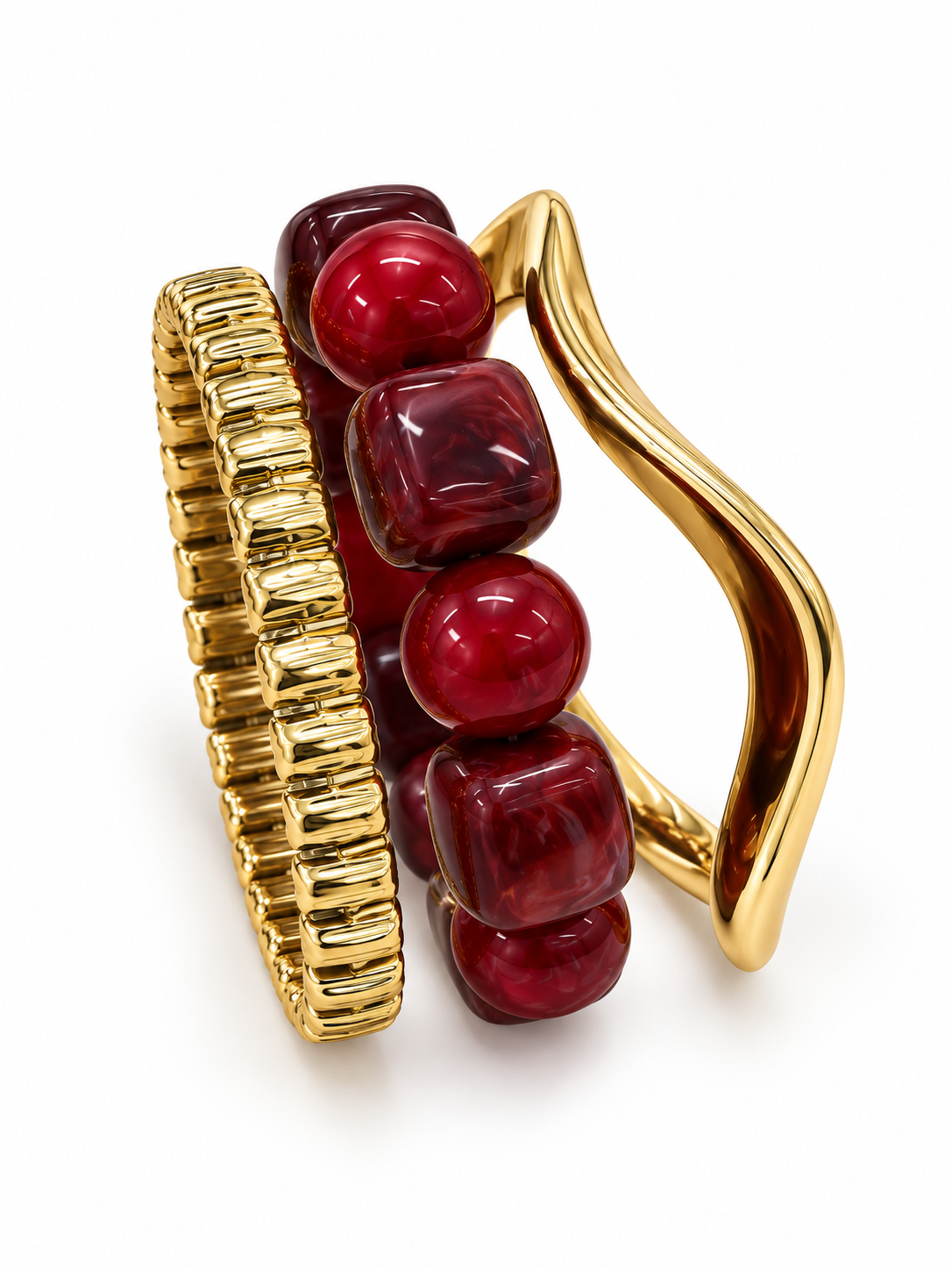 Burgundy & Gold Bracelet Trio