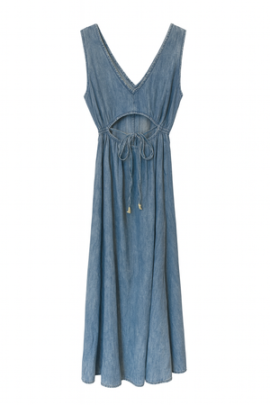 Denim Dress with Open Back
