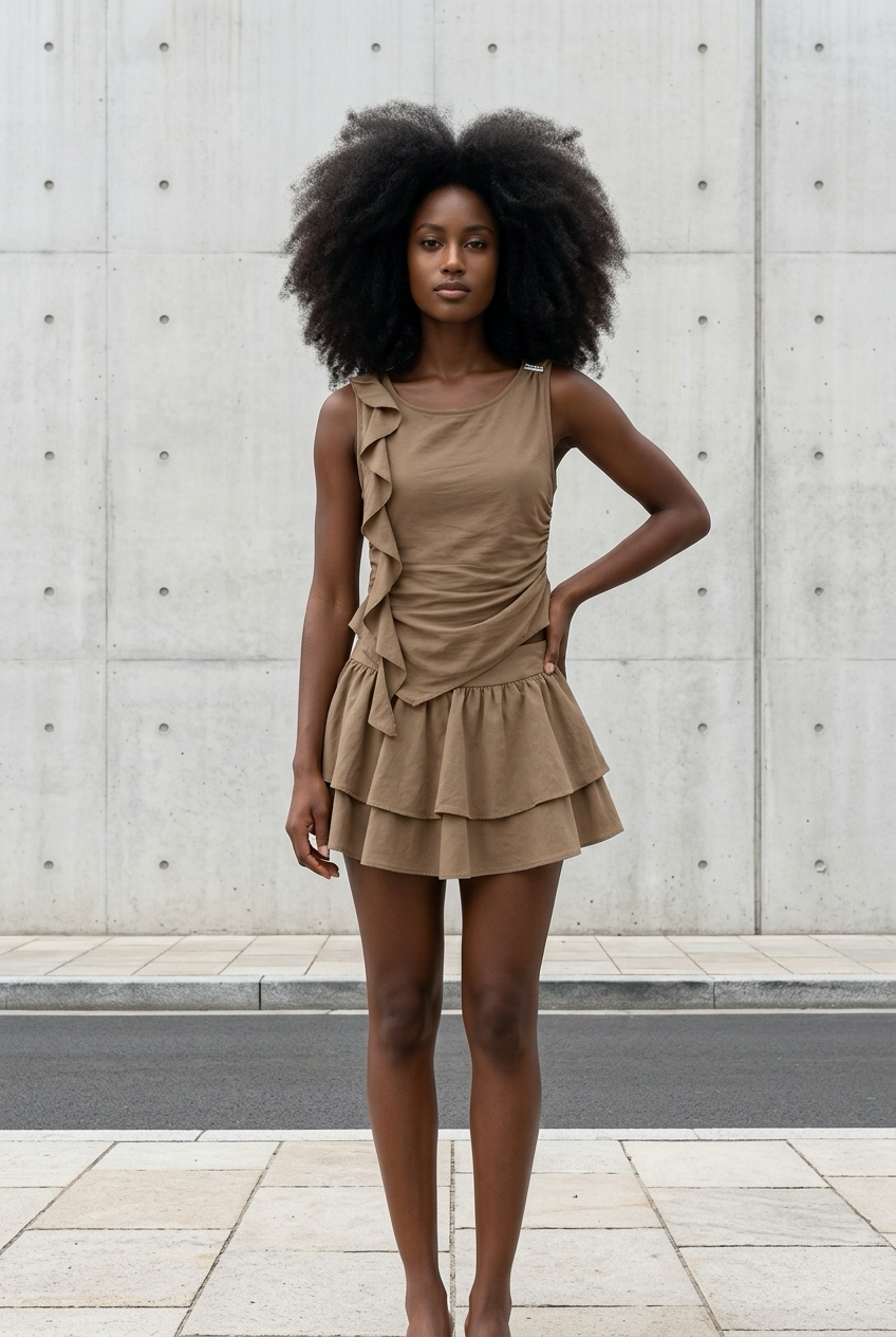 Asymmetric Ruffle Top & Skirt Co-Ord Set