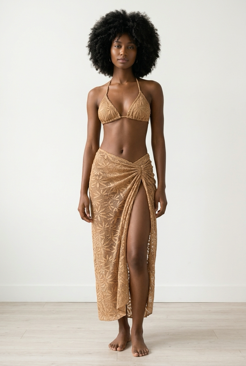 Crochet Bikini & Wrap Skirt Set