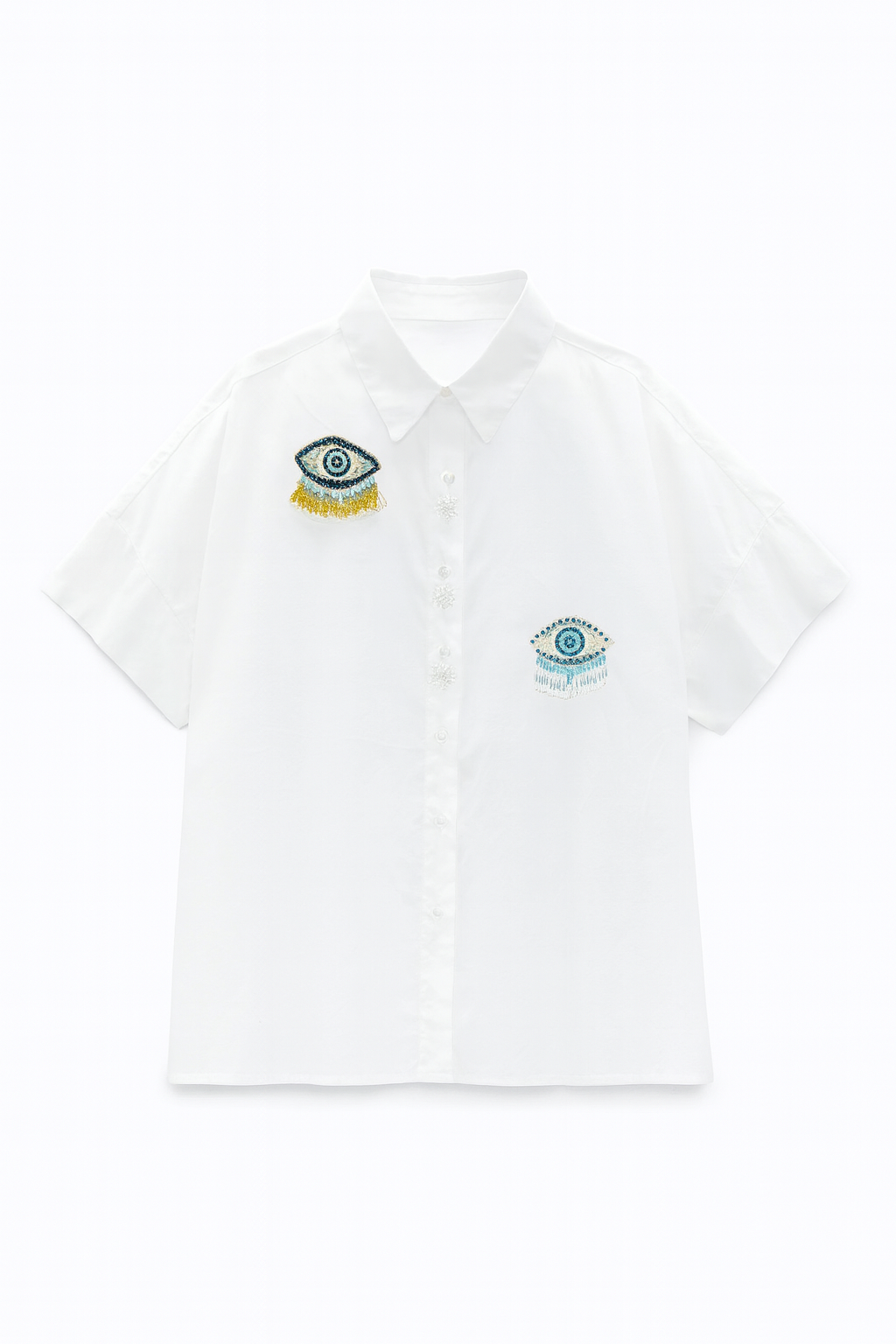 Oversized Shirt with Rhinestones Eyes