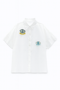 Oversized Shirt with Rhinestones Eyes