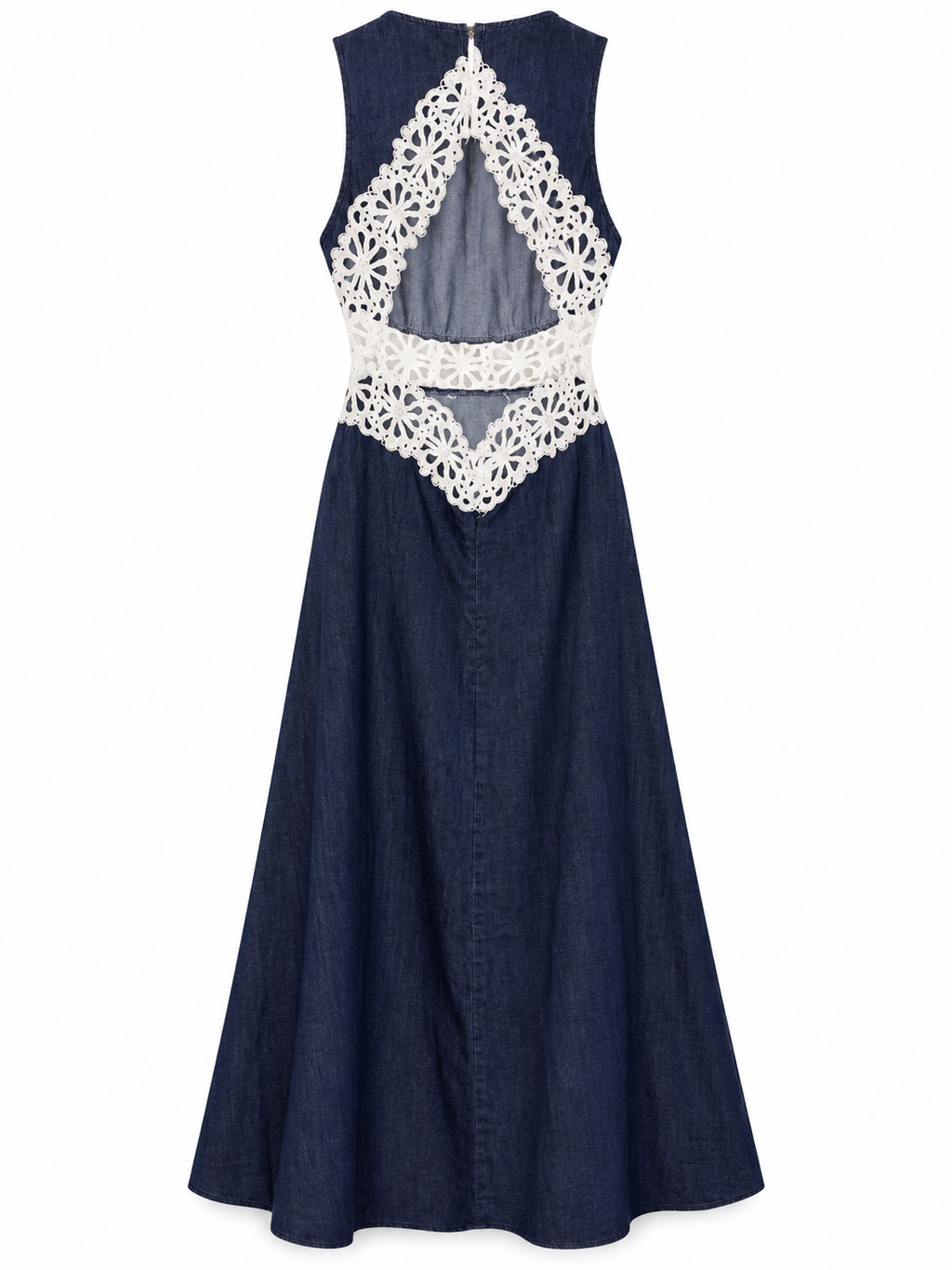 Floral Lace Denim Maxi Dress