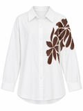 Oversized Shirt with Floral Appliqué