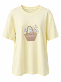 Flower Basket Embroidered T-Shirt