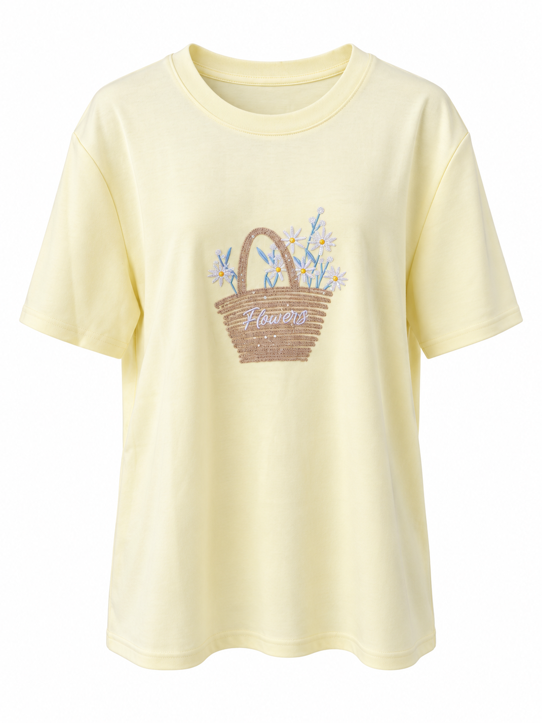 Flower Basket Embroidered T-Shirt