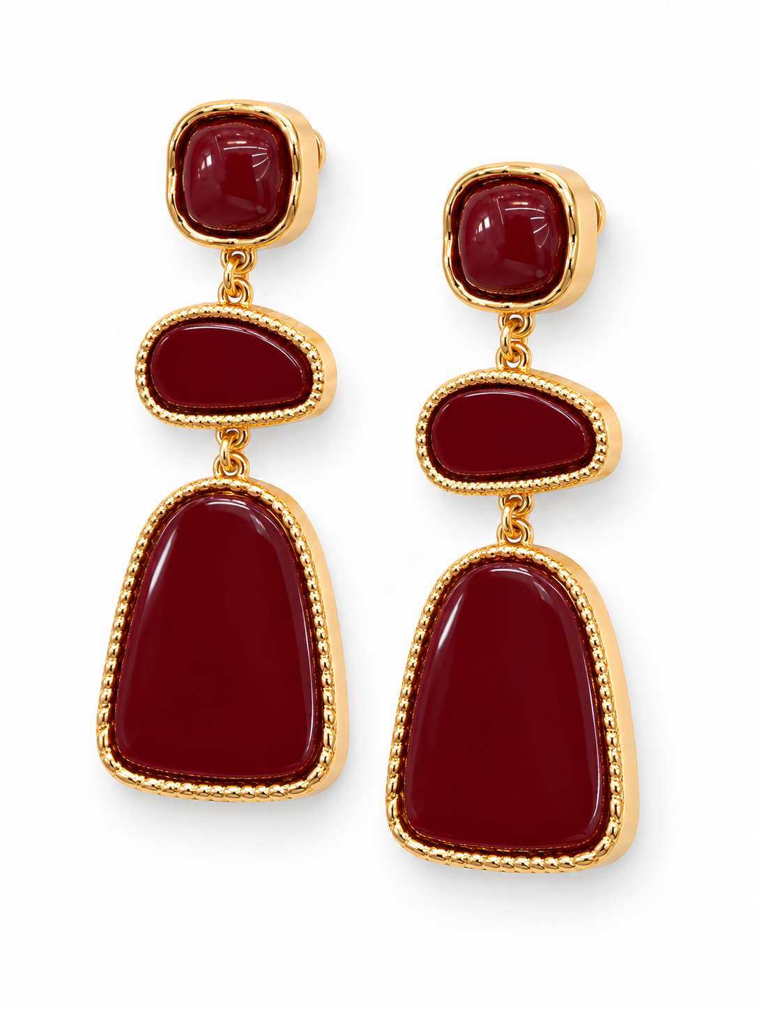 Burgundy Triple Drop Earrings