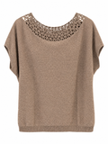 Crochet Neckline Knit Top