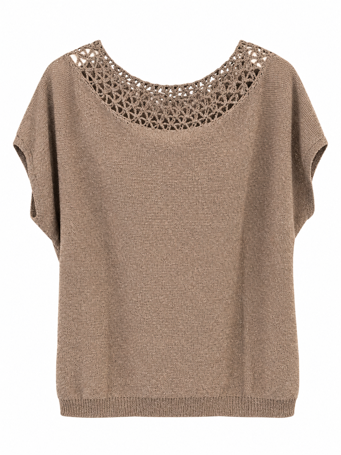 Crochet Neckline Knit Top