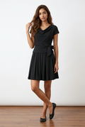 Cowl Neck Bow Mini Dress
