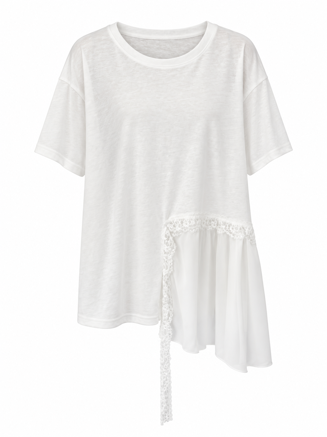 Lace Trim Asymmetric Top