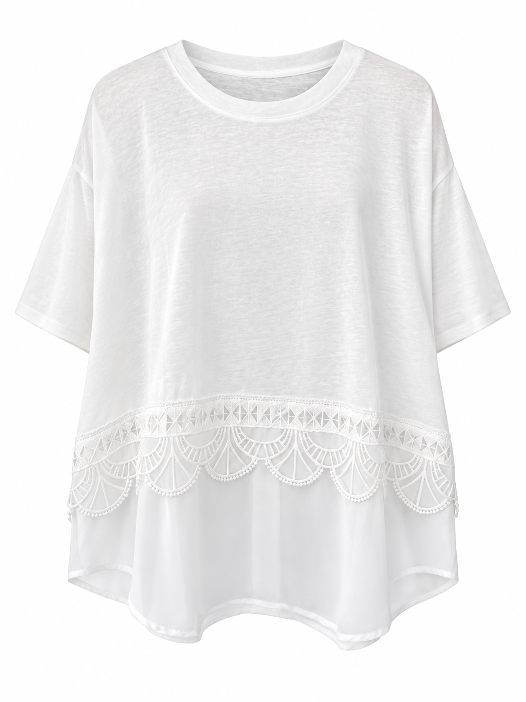 Lace & Sheer Hem Top