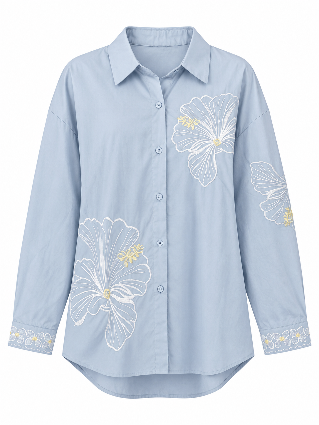 Oversized Shirt with Embroidered Floral