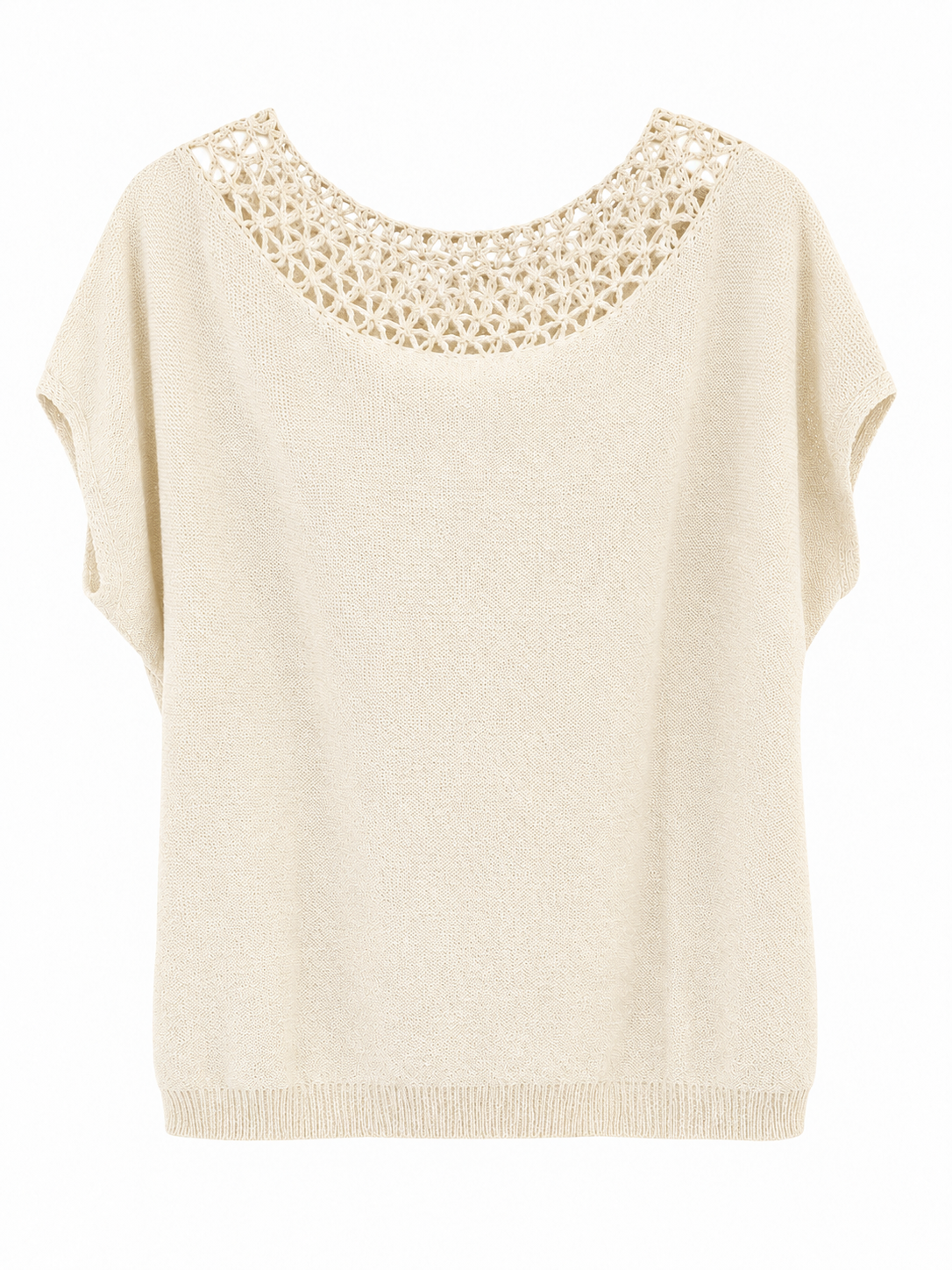 Crochet Neckline Knit Top