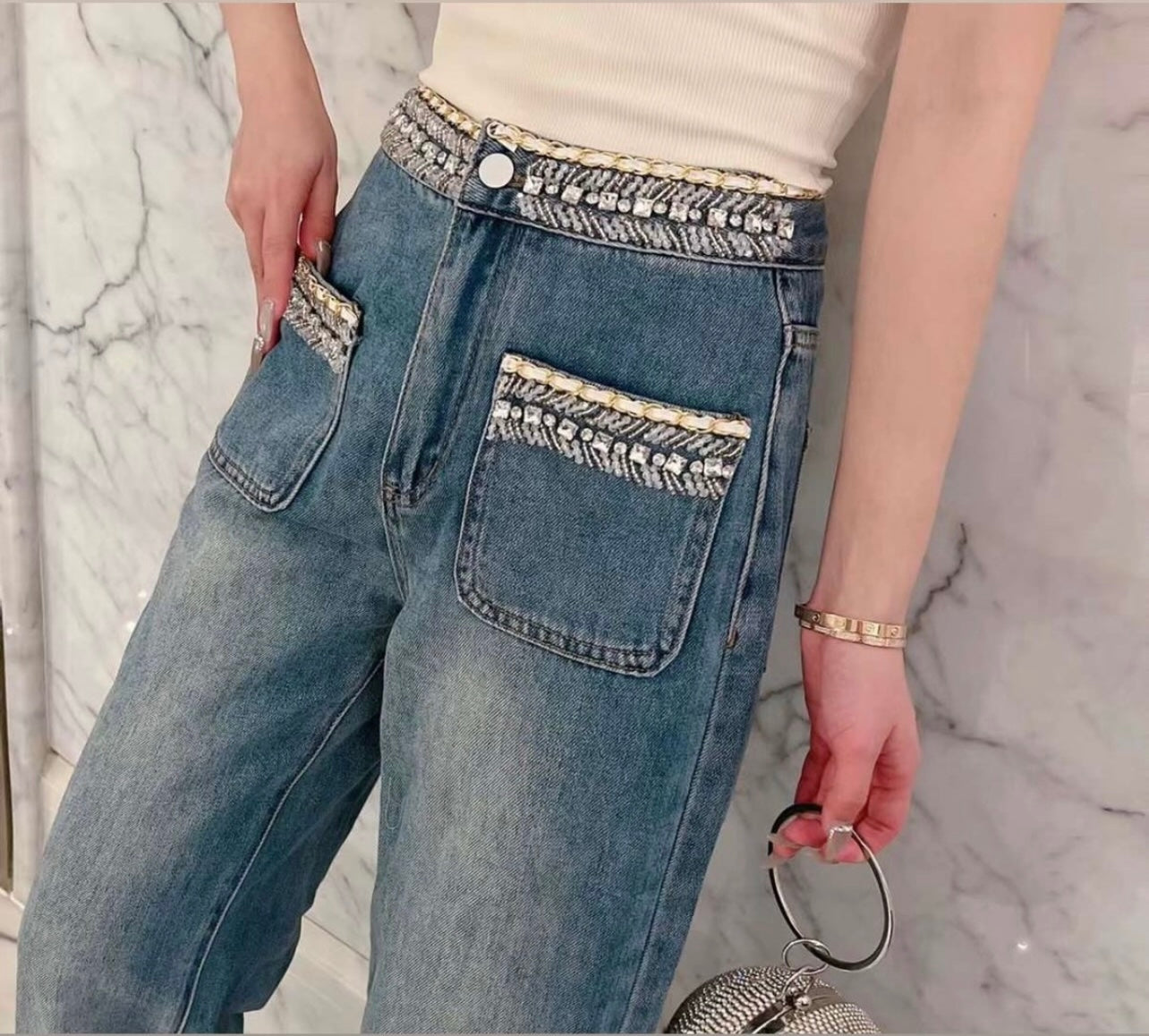 Jeans with Rhinestones.