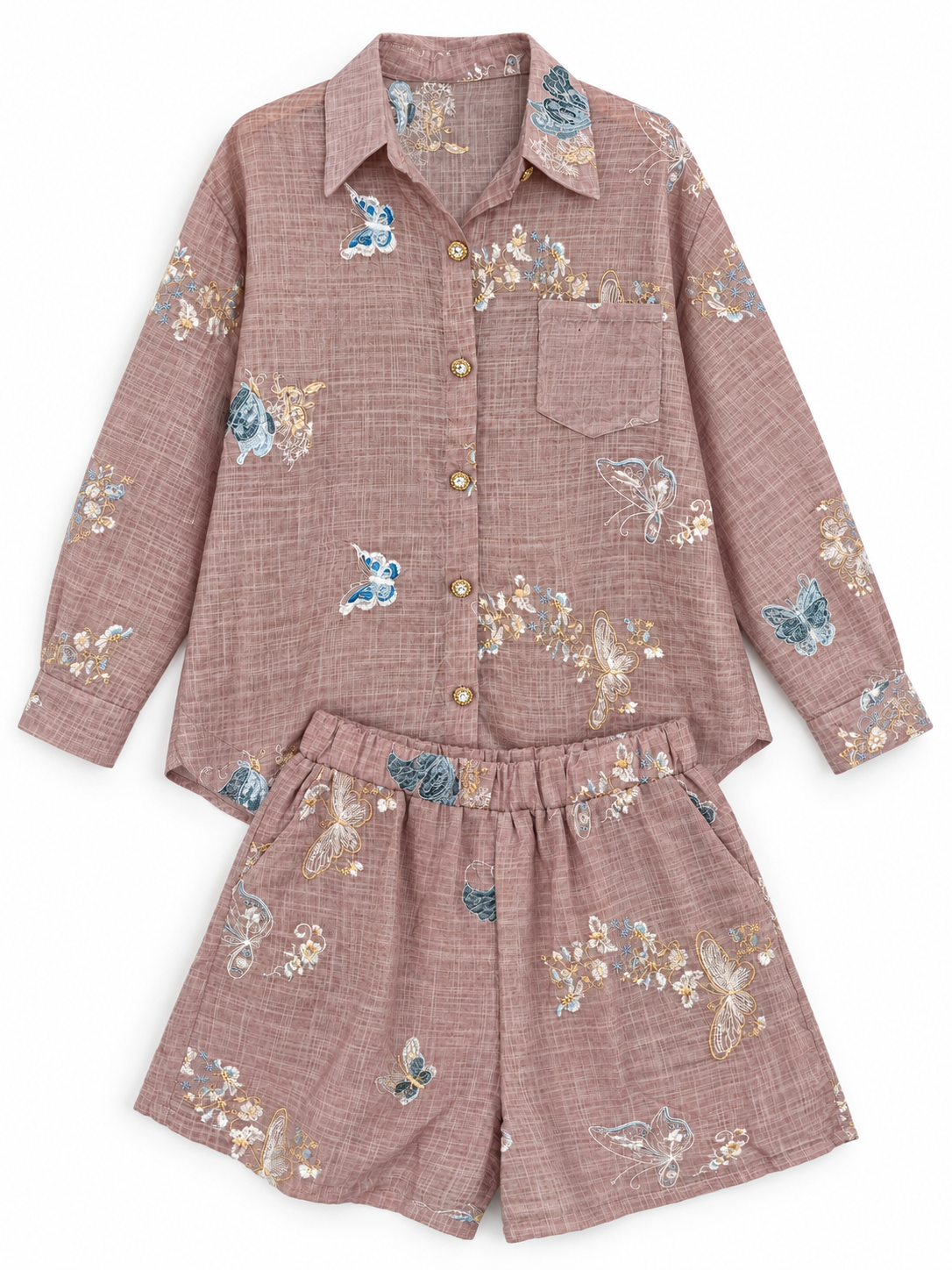 Co-Ord Set of Embroidered Shirt & Short