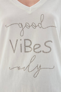 V-Neck T-Shirt with Slogan