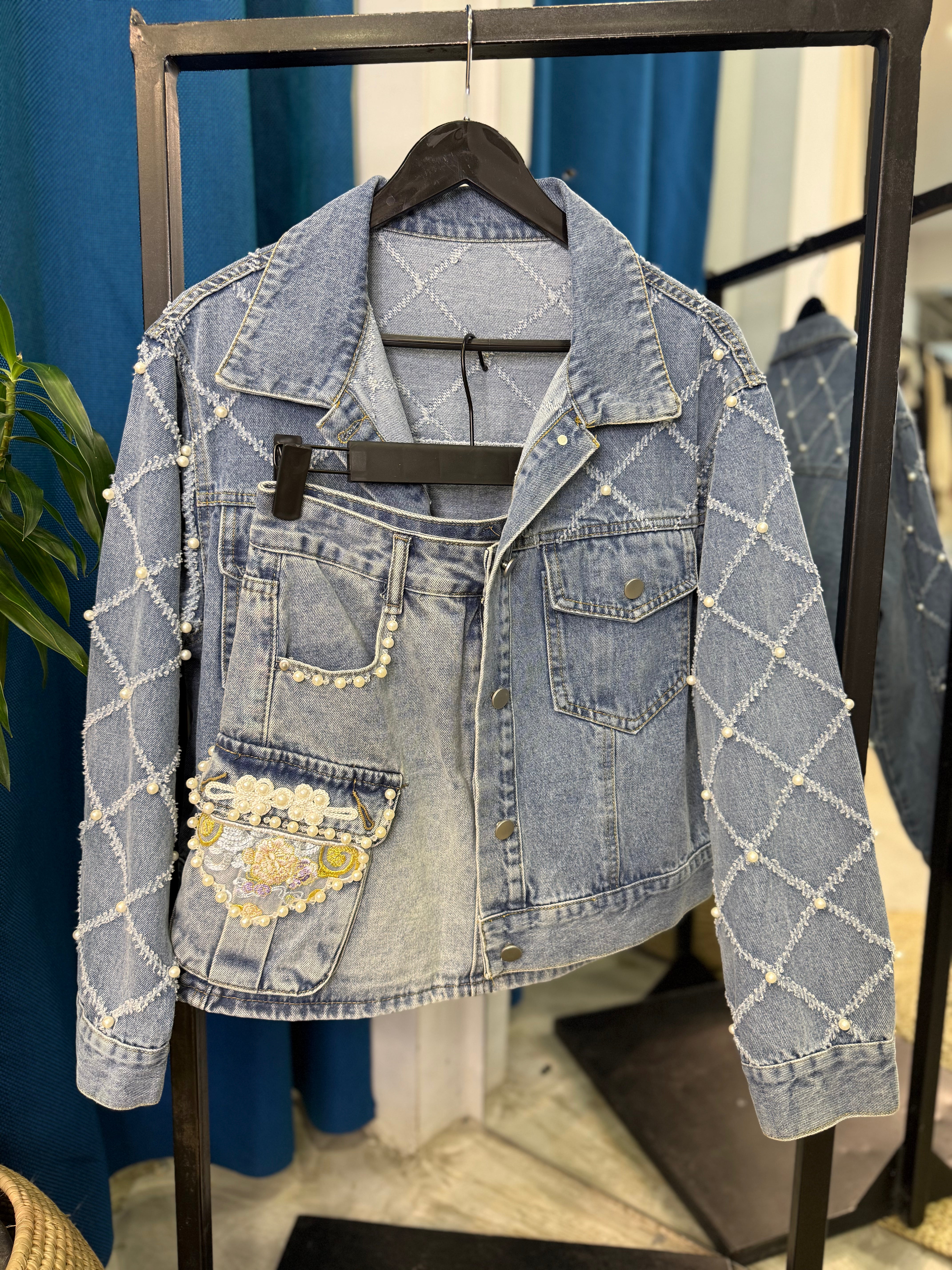 Denim Jacket with pearl