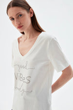 Load image into Gallery viewer, V-Neck T-Shirt with Slogan
