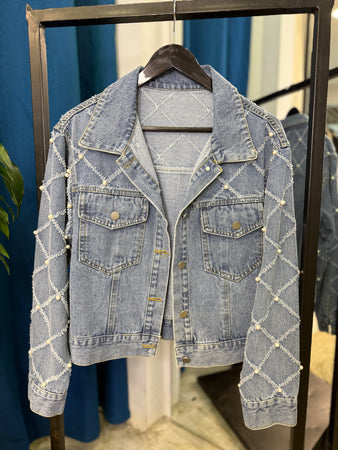 Denim Jacket with pearl