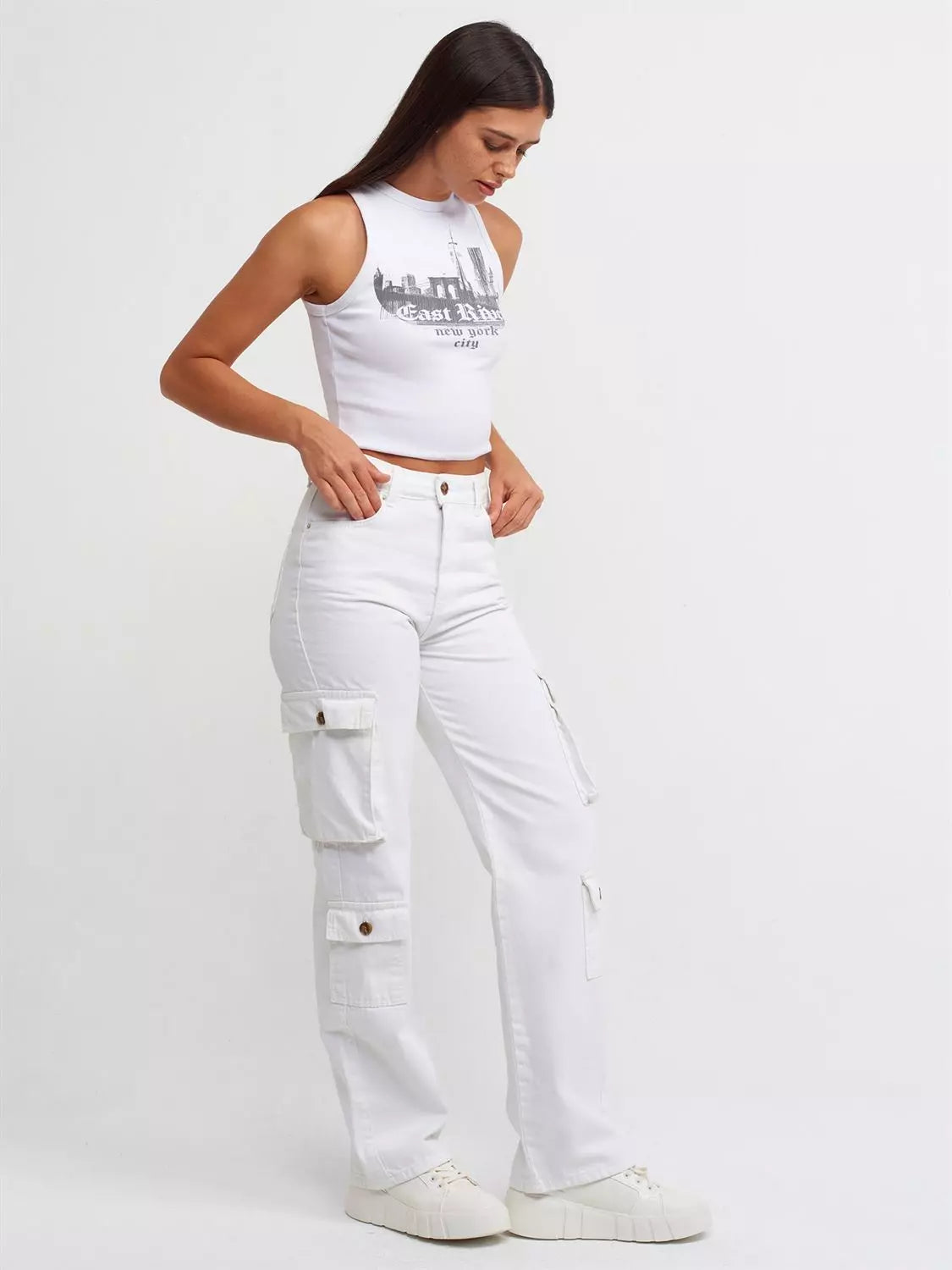 High Waist Cargo Jeans