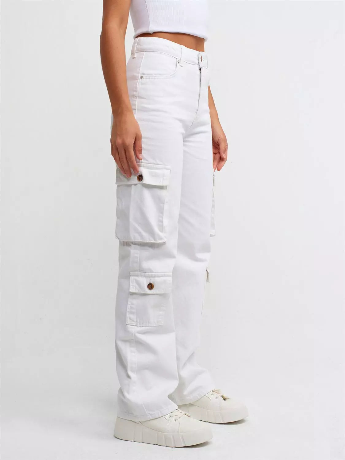 High Waist Cargo Jeans