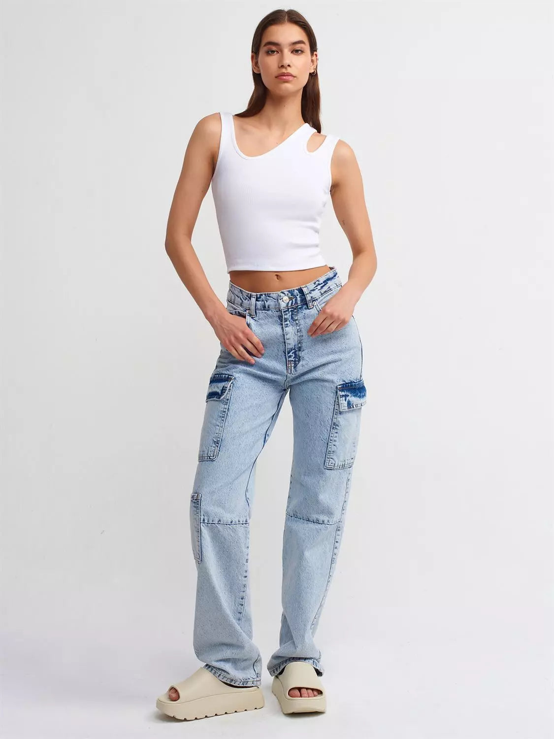 High Waist Cargo Jeans