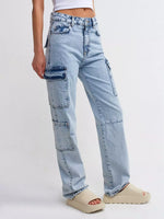 Load image into Gallery viewer, High Waist Cargo Jeans
