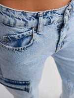 Load image into Gallery viewer, High Waist Cargo Jeans
