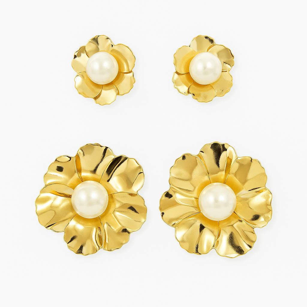 Faux Pearl Flower Earrings