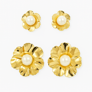 Faux Pearl Flower Earrings
