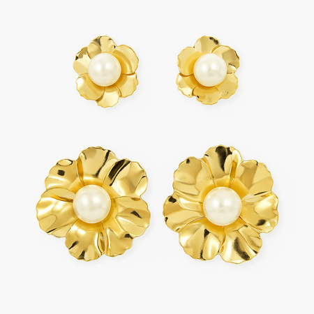 Faux Pearl Flower Earrings