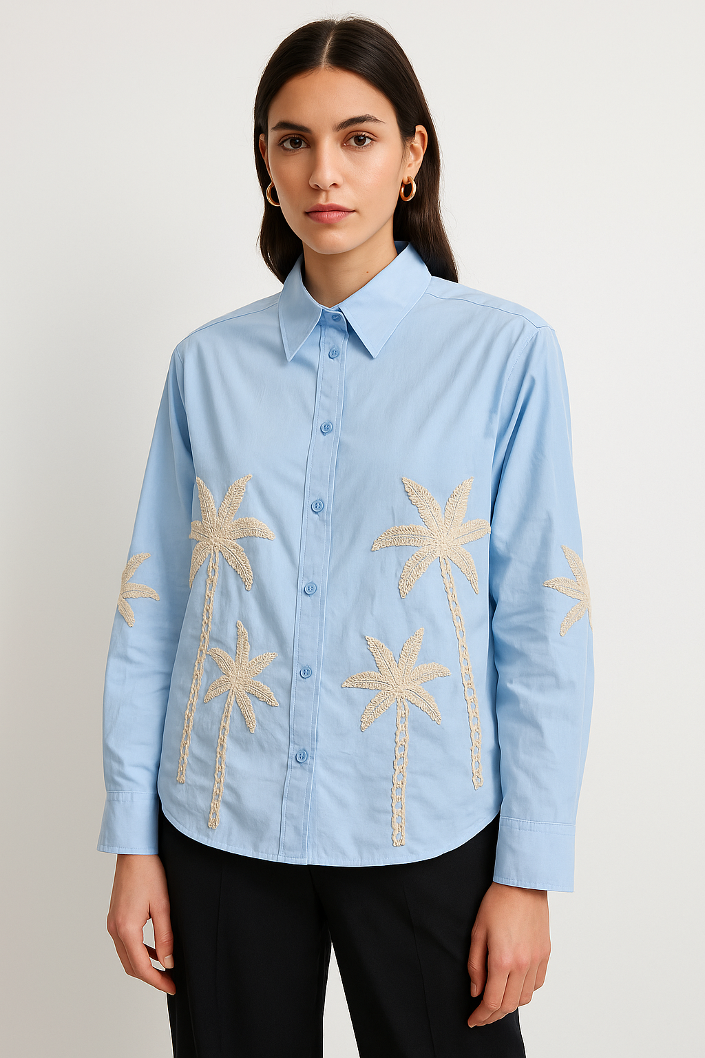 Embroidered Palm Tree Shirt