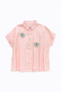 Oversized Shirt with Rhinestones Eyes