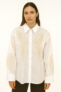 Long Sleeve Shirt with Floral Embroidery