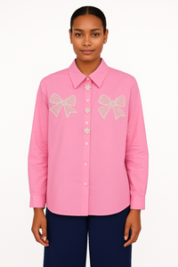 Long Sleeve Shirt with Sequin Bow