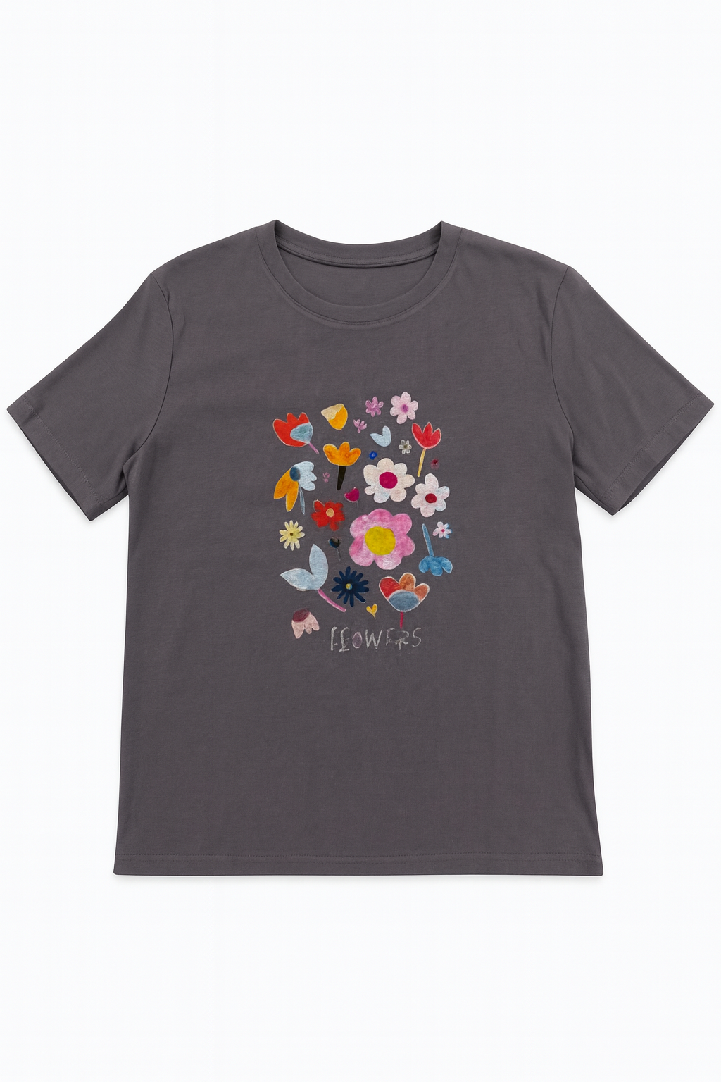 Faded T-Shirt with Printed Flower